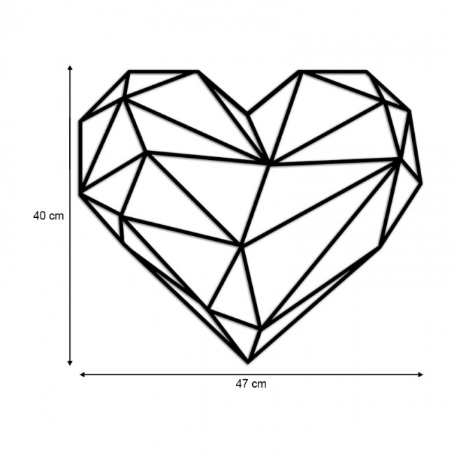 Διακοσμητικό τοίχου Heart Megapap μεταλλικό χρώμα μαύρο 47x40εκ.