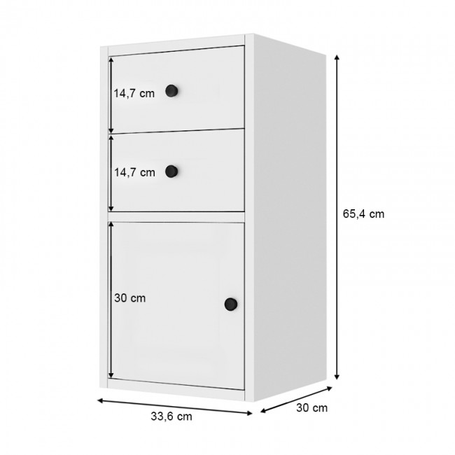 Κομοδίνο Felix Flat Megapap χρώμα λευκό 33,6x30x65,4εκ.