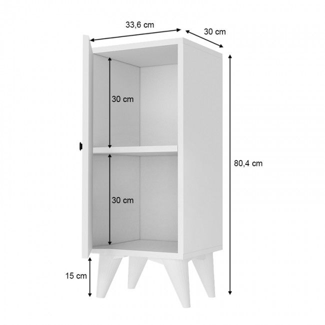 Κομοδίνο Felix Megapap χρώμα λευκό 33,6x30x80,4εκ.