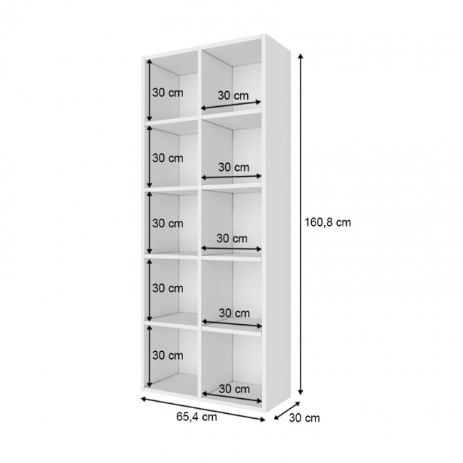 Βιβλιοθήκη Oliver Megapap χρώμα λευκό 65,4x30x160,8εκ.