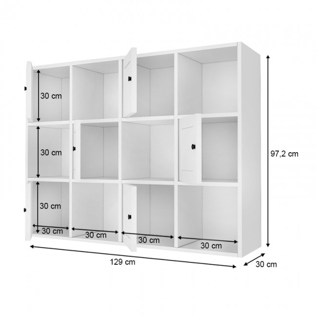 Βιβλιοθήκη Felix Megapap χρώμα λευκό 129x30x97,2εκ.