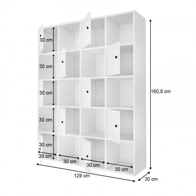 Βιβλιοθήκη Felix Megapap χρώμα λευκό 129x30x160,8εκ.