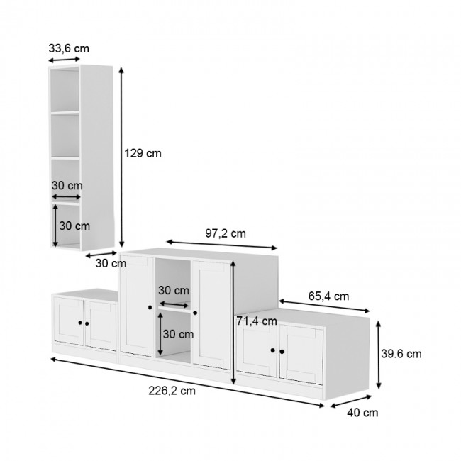 Σύνθεση τηλεόρασης Felix Megapap χρώμα λευκό 226,2x40x71,4εκ.