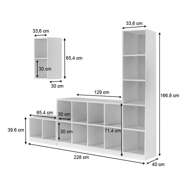 Σύνθεση τηλεόρασης Oliver Megapap χρώμα λευκό 228x40x166,8εκ.