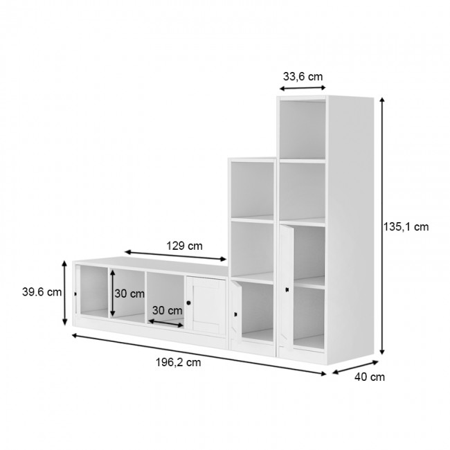 Σύνθεση τηλεόρασης Felix Megapap χρώμα λευκό 196,2x40x135,1εκ.