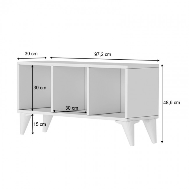 Έπιπλο τηλεόρασης Oliver Megapap χρώμα λευκό 97,2x30x48,6εκ.