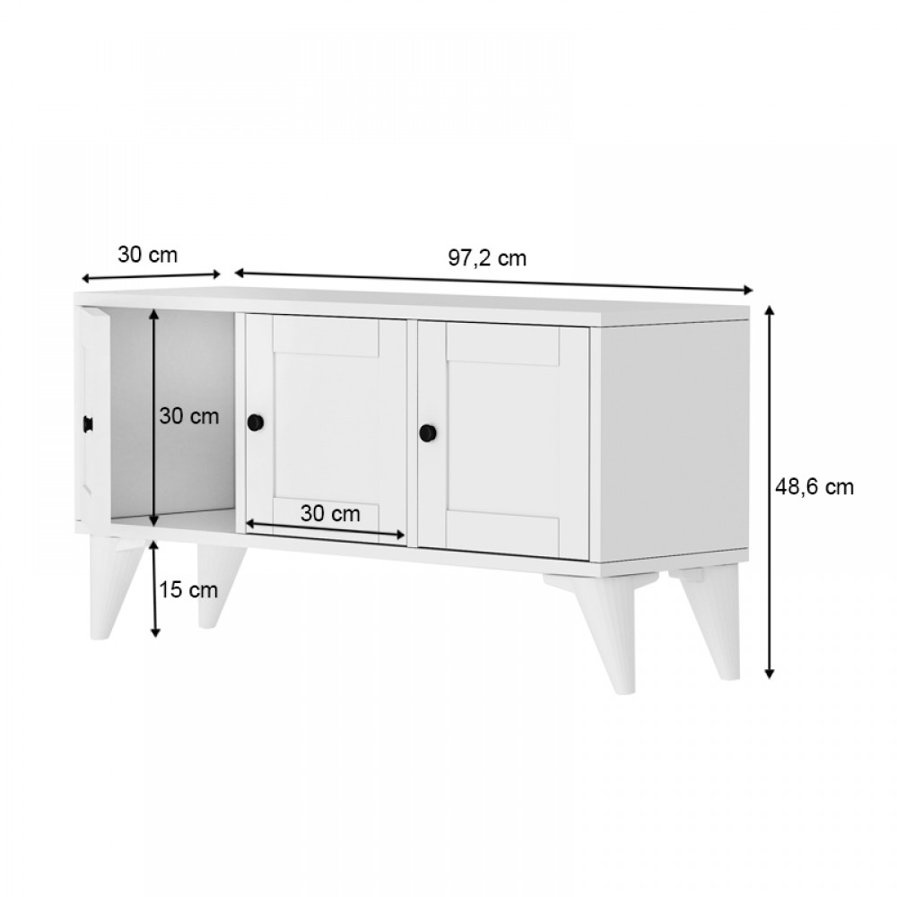 Έπιπλο τηλεόρασης Felix Megapap χρώμα λευκό 97,2x30x48,6εκ.