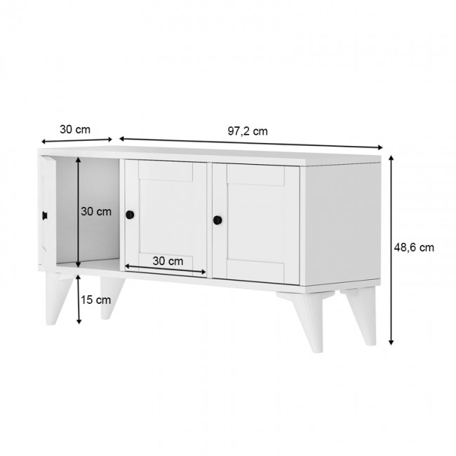 Έπιπλο τηλεόρασης Felix Megapap χρώμα λευκό 97,2x30x48,6εκ.