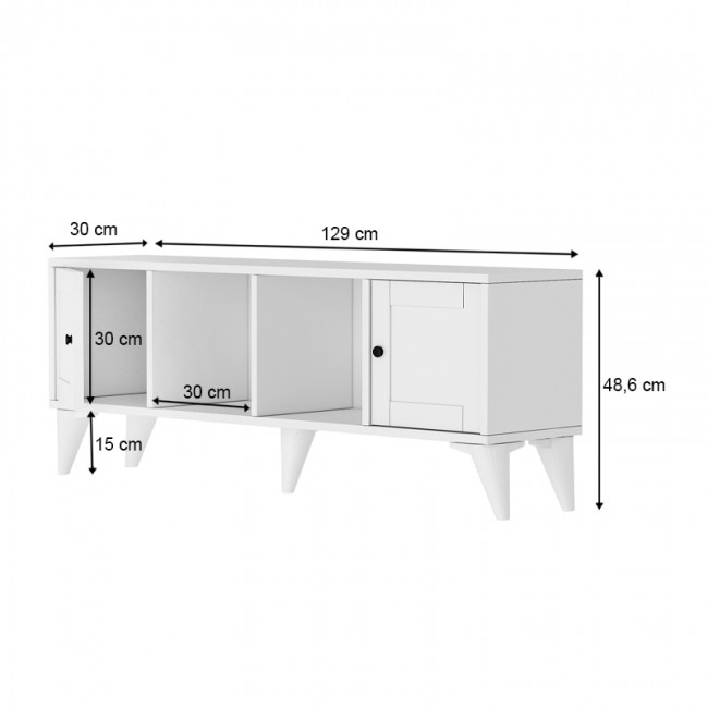 Έπιπλο τηλεόρασης Felix Megapap χρώμα λευκό 129x30x48,6εκ.