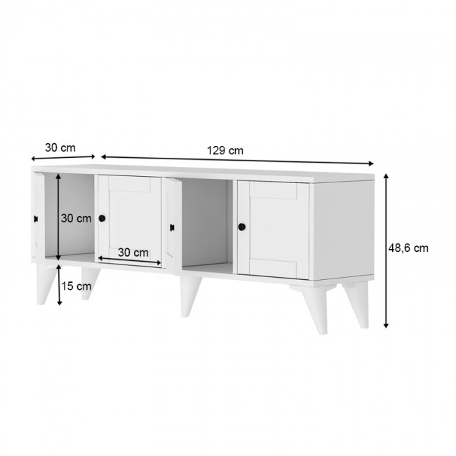 Έπιπλο τηλεόρασης Felix Megapap χρώμα λευκό 129x30x48,6εκ.