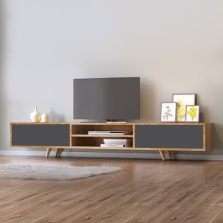 Έπιπλο τηλεόρασης Serine Megapap χρώμα sapphire oak - ανθρακί 170x37x45εκ.