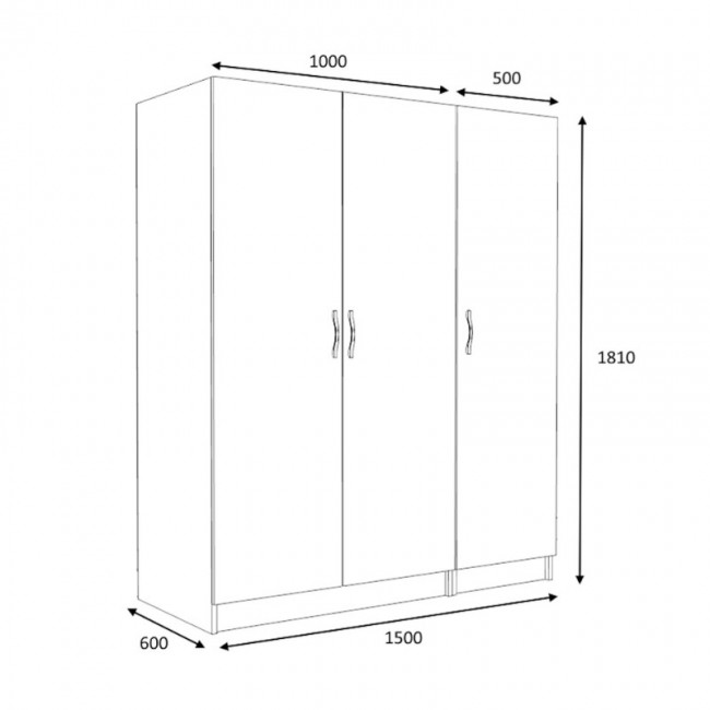 Ντουλάπα ρούχων Victoria Megapap τρίφυλλη χρώμα καρυδί 150x60x181εκ.