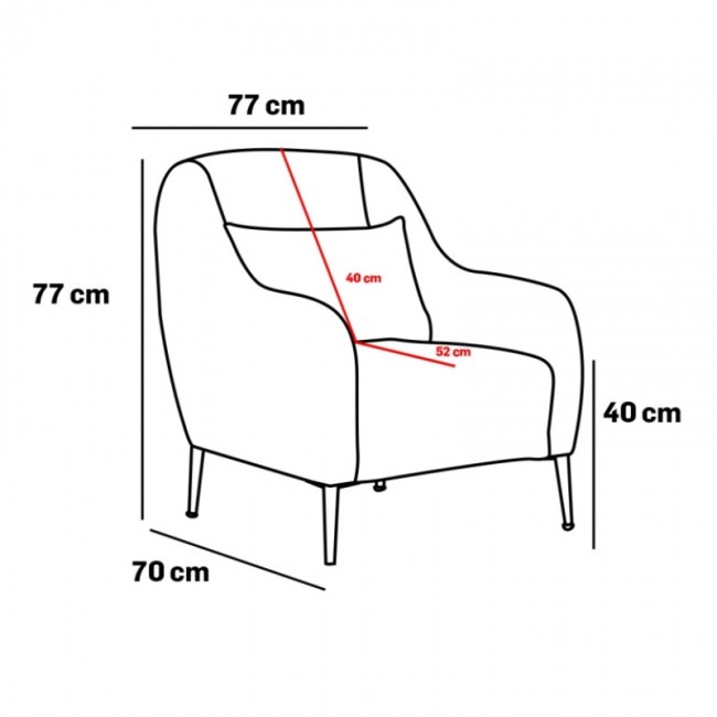 Πολυθρόνα Simena Megapap υφασμάτινη χρώμα κρεμ 77x70x77εκ.