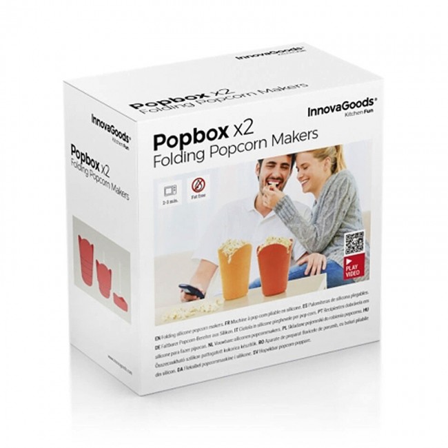 Μηχανή Pop Corn σετ 2 τμχ Popbox InnovaGoods V0103138 χρώμα πορτοκαλί - κόκκινο 13x13x17εκ.