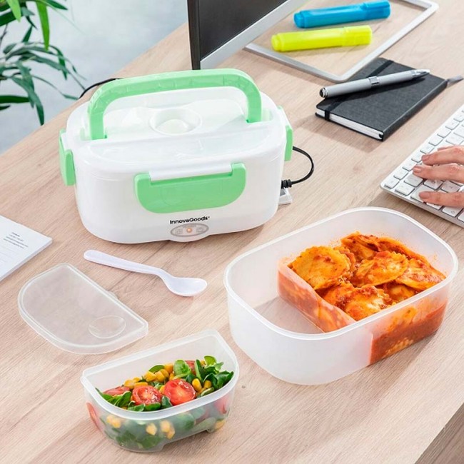 Ηλεκτρικό τάπερ - lunch box Innovagoods V0103375 χρώμα λευκό - πράσινο 24x16,5x10,5εκ.