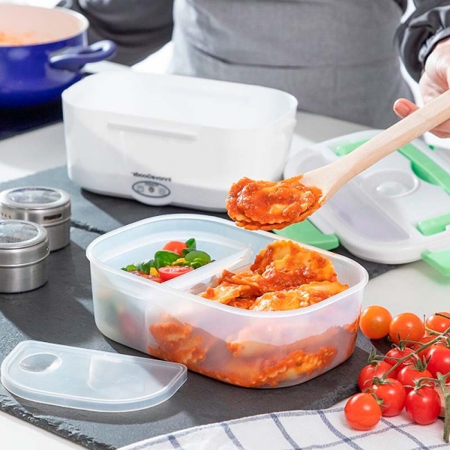 Ηλεκτρικό τάπερ - lunch box Innovagoods V0103375 χρώμα λευκό - πράσινο 24x16,5x10,5εκ.