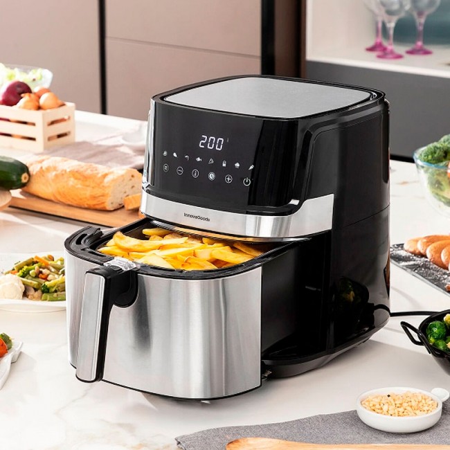 Φριτέζα αέρος - AirFryer Fryinn Pro Innovagoods V0103716 με αποσπώμενο κάδο 5,5lt χρώμα μαύρο - ασημί 1700W